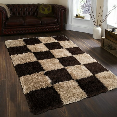 Allstar Mocha Mix High Density and High Quality High End Shaggy Area Rug. Very Soft Extra comfort (4' 11