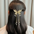 thumbnail image 4 of Hair Claw Long Fringe Faux Pearls Butterflies Decor Hair Clips Women Girls Hairstyles Home Outdoor Playing Hair Decoration, 4 of 8