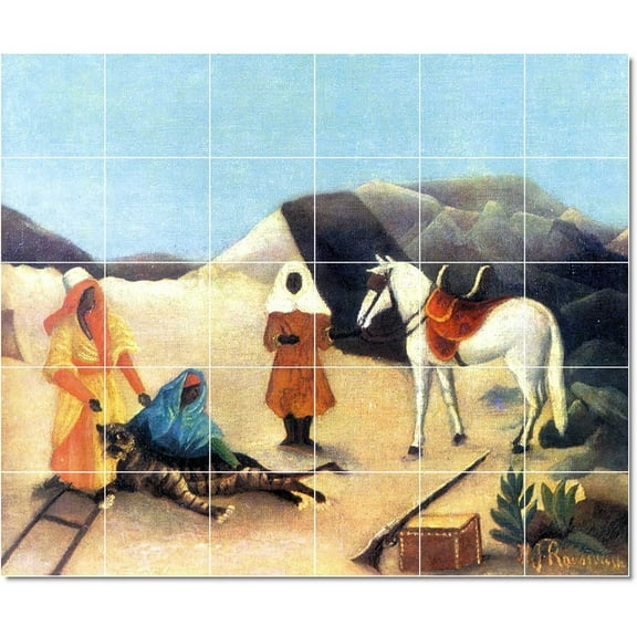 Ceramic Tile Mural-Jean-Jacques Rousseau Poster Art Tile Mural Modern Floor Decor. 36" w x 30" h using (30) 6 x 6 ceramic tiles