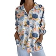thumbnail image 2 of YLHFASHION Chemise à Imprimé Floral Rétro pour Femmes, Imprimé Artistique, Chemise Décontractée à Col en V, Aubaines du Jour, Liquidation, Chemises pour Femmes, 2 of 4