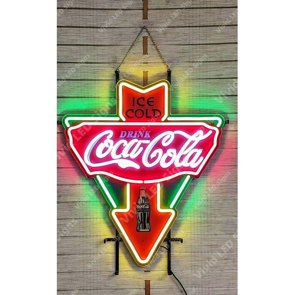 Queen Sense 24"x20" Coca Coke Ice Cold LED Sign Light Neon Signs With Dimmer Party Home Wall Decor Lights W124CCICVVDV2-XLED