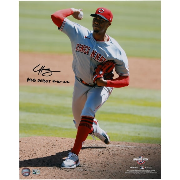 Hunter Greene Cincinnati Reds Autographed 16" x 20" Debut Pitching Photograph with "MLB Debut 4-10-22" Inscription - Fanatics Authentic Certified