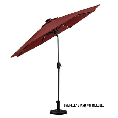 Sun Ray - 9' Round 8Rib Solar Lighted Umbrella - Taupe