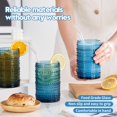 thumbnail image 3 of Juego de 6 vasos para beber HomeVogue Hobnail Blue, 450 ml, 3 of 7