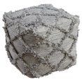 thumbnail image 1 of Benjara 16 Inches Woolen Pouf with Hand Woven Diamond Fringe, Gray, 1 of 4