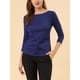 thumbnail image 5 of BLUSA DE CUELLO BARCO PARA MUJER CON CUADROS Y MANGAS 3/4 EN AZUL PROFUNDO TALLA 3XL, 5 of 7