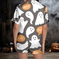 thumbnail image 6 of CAIXIA Halloween Womens Satin Pajama Set 2 Piece Button Down Short Sleeve Shorts Pjs Set Ghost Pumpkin Print Lounge Set Soft Collar Sleepwear, 6 of 9