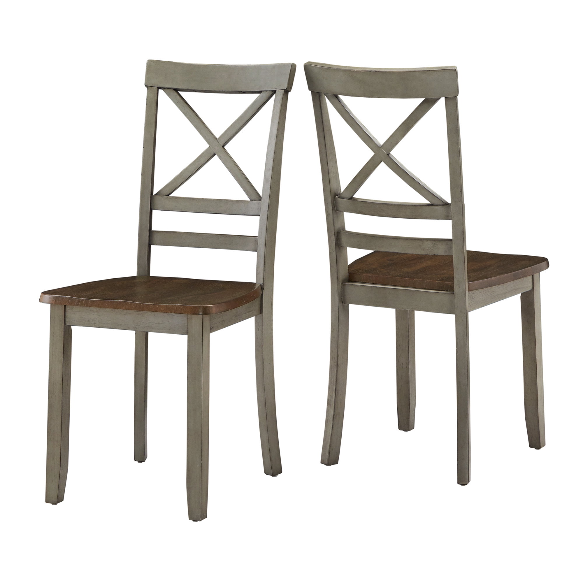 Weston Home Valence 47.5" 4 - Person X-base Trestle Dining Set, Antique Grey, Rustic Oak Finish