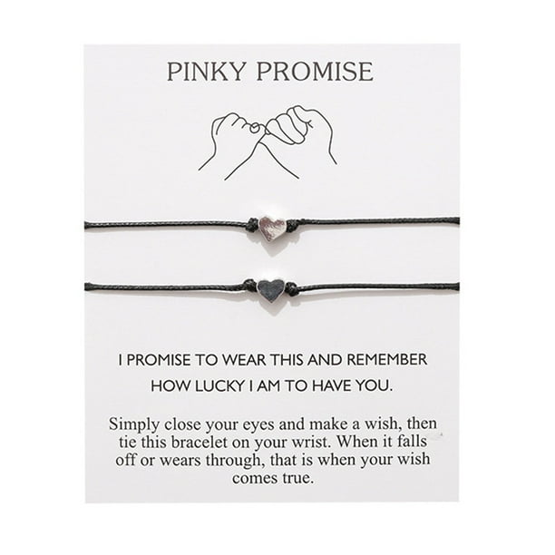 Promise Heart Adjustable Friendship Bracelets & Bangles Matching Couples Bracelets Jewelry Gifts Pinky Swear Bracelets With Card - Walmart.com
