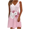 thumbnail image 2 of Gamivast Women Beach Dress Floral Print V-Neck Sleeveless A Line Tank Dress Summer Loose Fit Casual Daily Party Swing Fashion Flowy Sun Dress Gown, 2 of 6