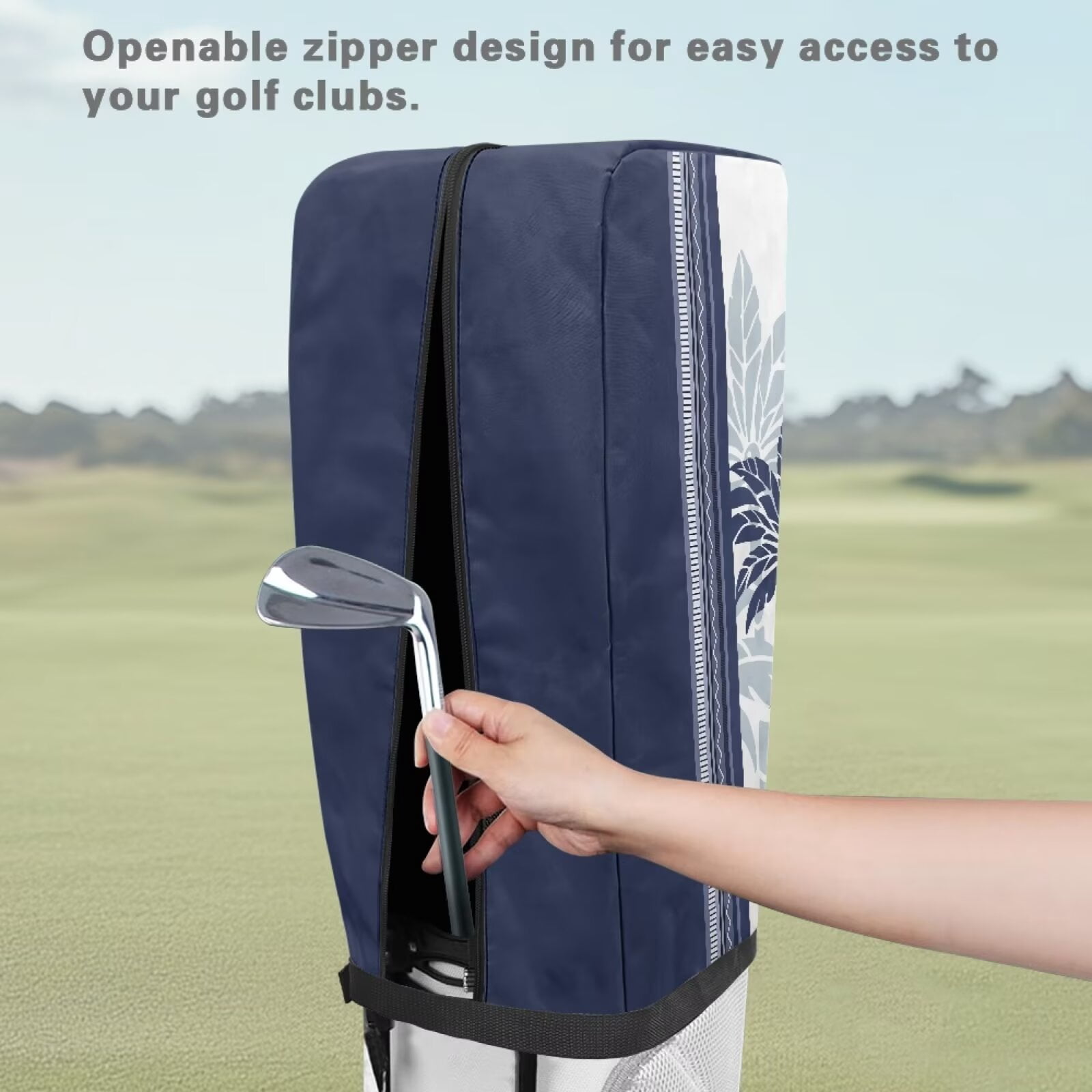 Chririnla Coconut Tree Golf Bag Cover Rain Cover Protector Waterproof Gear Easy Use Rain Cape for Golf Bags Collapsible Replacement Hood Golf Gift for Man/Woman Golfers,Blue White