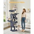 thumbnail image 6 of Cat Tree, 62.6‑Inch Tall Multi‑Level Cat Tower for Indoor Cats with Scratching Posts, Platforms, Cat Caves and Basket, Dark Gray, 6 of 9