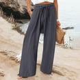 thumbnail image 6 of Women's cotton and linen leggings, high-waisted, casual, loose-fitting, straight-leg with pockets., 6 of 9