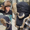 thumbnail image 2 of Hat - Faux Fur Lined Russian Style Warm Winter Cap Warm Hat Hot E8H6, 2 of 6