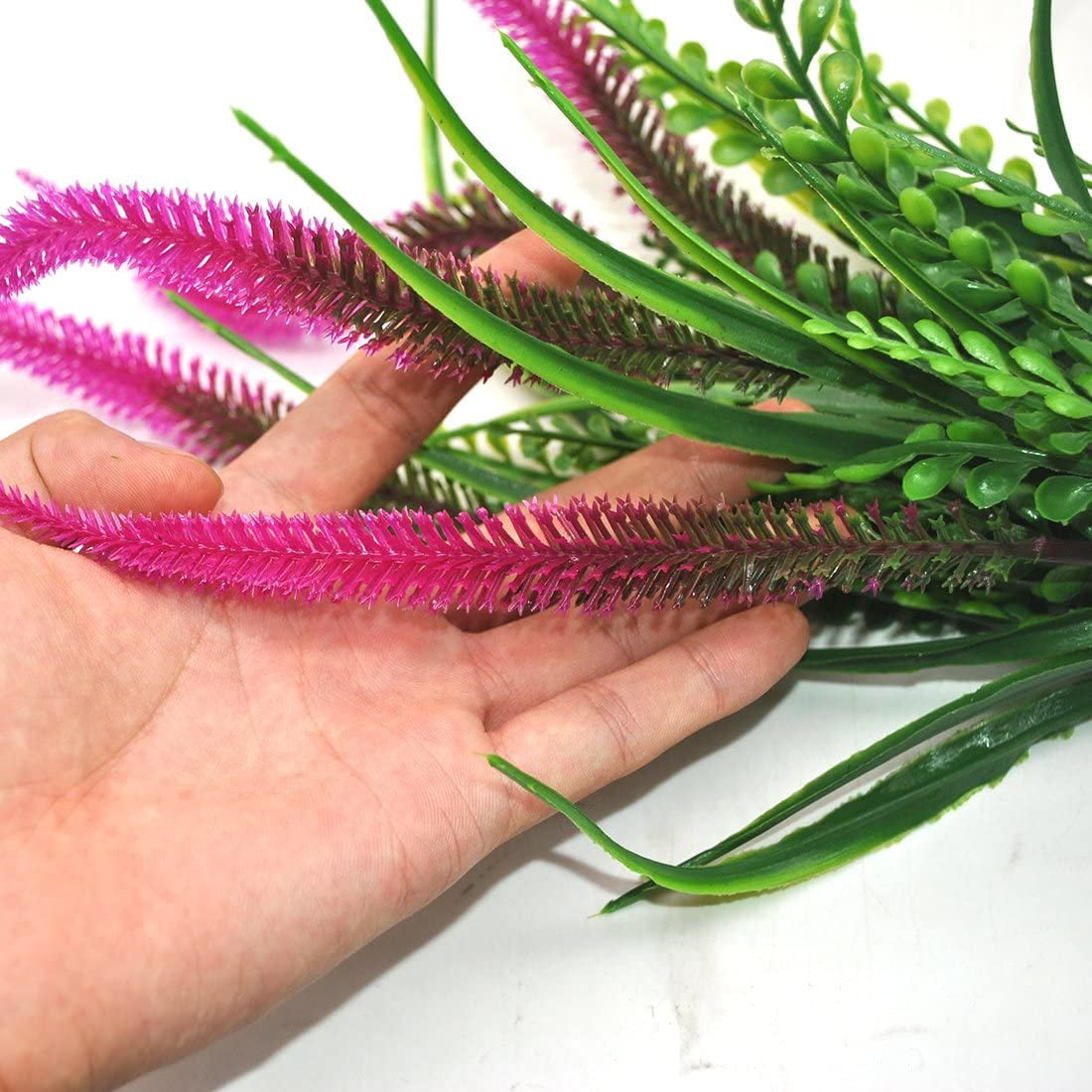 Morttic 8Pcs Artificial Plants Flowers Outdoor UV Resistant Plants Fake Faux Plastic Greenery Shrubs Indoor Outside for Home Decor