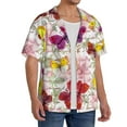 thumbnail image 4 of Naloa Butterflies and Vintage Men's Loose Fit Cuban Collar Short-Sleeve Shirt with Button-down and Chest Pocket for Everyday Wear Outings - Small, 4 of 7