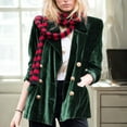 thumbnail image 4 of Lovzfmll Women's Velvet Blazer, Relaxed Fit Double Breasted Button Front Green, XL, 4 of 4