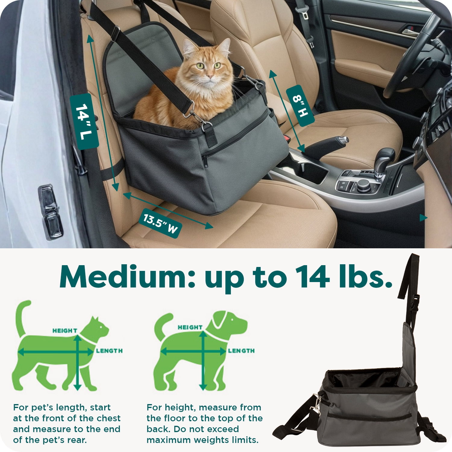 FurHaven® Pet Products Car Pet Booster, Black, Medium, 14 Lb Limit