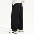 thumbnail image 4 of HOWPAY Baggy Sweatpants Boys Open Bottom Wide Leg Elastic Waist Drawstring Lounge Pants with Pockets Solid Color Athletic Sweat Pants Black, 4 of 5