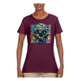 thumbnail image 2 of Colorful Abstract Skull Face Streetwear Womens Graphic T-Shirt, Maroon, 2XL, 2 of 3