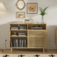 thumbnail image 4 of Lisicues Record Player Stand with Vinyl Storage, Turntable Stand Table, Power Outlet, Sliding Door, 4 of 8