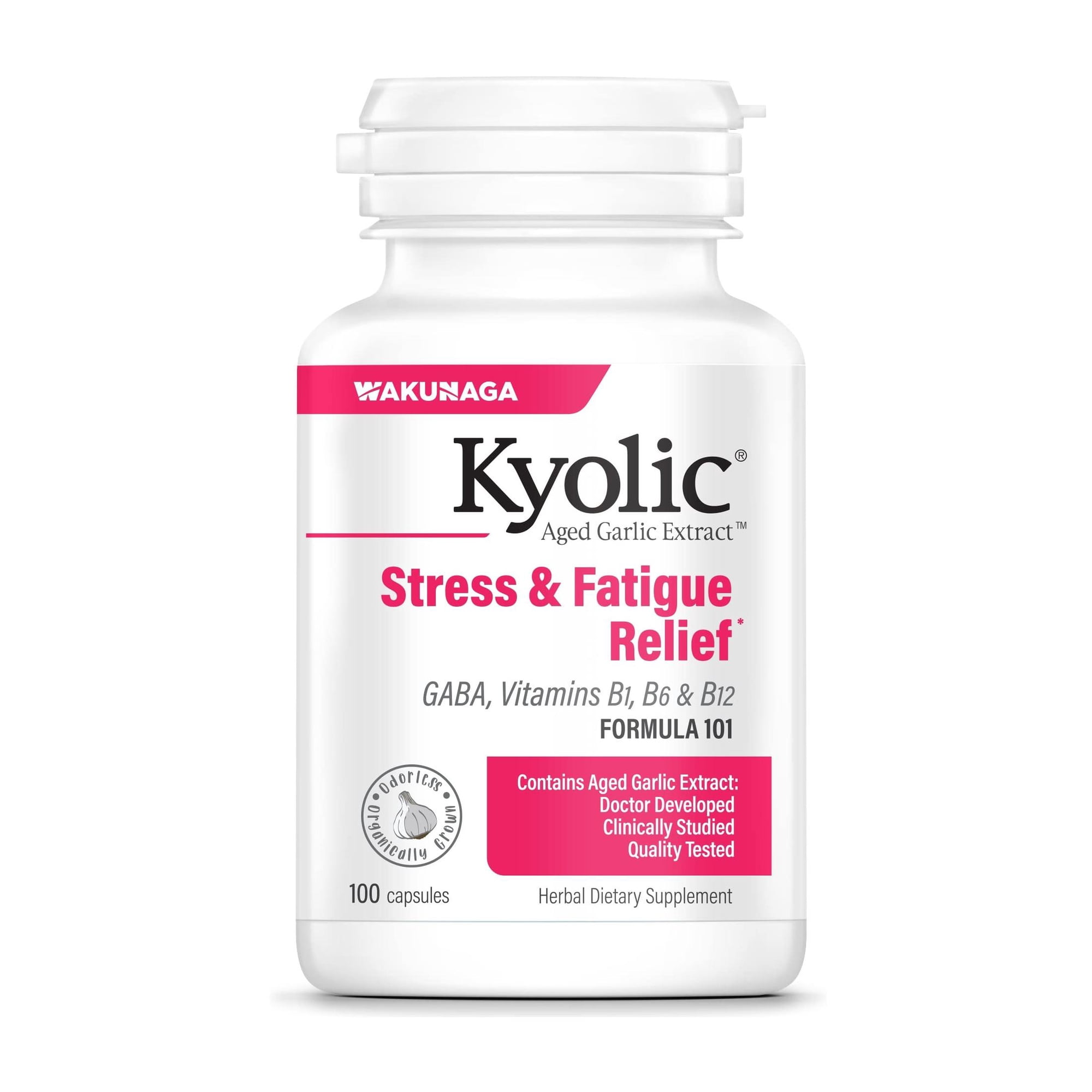Kyolic Aged Garlic Extract Formula 101, Stress and Fatigue Relief, 100 capsules.