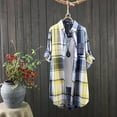 thumbnail image 5 of Button Up Shirt Women, Yigetop Womens Casual Long Plaid Shirts Fall Fashion Long Sleeve Boyfriend Jackets with Pockets Collared Shirts for Women Yellow2 2XL, 5 of 8