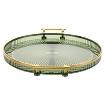 SHOWERORO Coffee Tray Round Tray Green For Tableware Holding And Snack Serving 1Pcs 10.3X10.3X0.8In