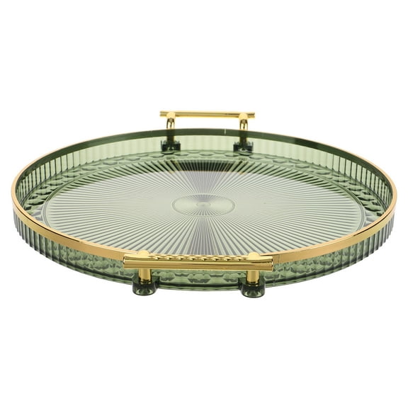 SHOWERORO Coffee Tray Round Tray Green For Tableware Holding And Snack Serving 1Pcs 10.3X10.3X0.8In