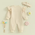 thumbnail image 4 of Gupgi Combinaison Automne pour Bébé Fille Nouveau-Né Manches Longues Col Rond à Volants une Pièce avec Bandeau, 4 of 8