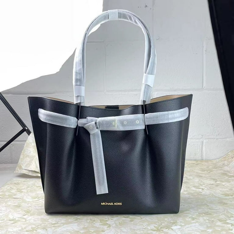 Michael Kors Emilia Large Black Pebbled Leather Tote Bag Purse Walmart