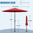 thumbnail image 2 of Patio Umbrella with Smooth Crank Lift and Tilt - 8 Ribs, UV Protection and Waterproof Outdoor Market Umbrella, Red, 2 of 6