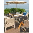 thumbnail image 4 of Outdoor Tablecloth with Umbrella Hole and Zipper, Gray Brown Boho Rectangle Table Cloth 60x102 Inch Waterproof Tablecloth, Vintage Farmhouse Abstract Ethnic Motifs Picnic Table Cover for Patio, 4 of 7