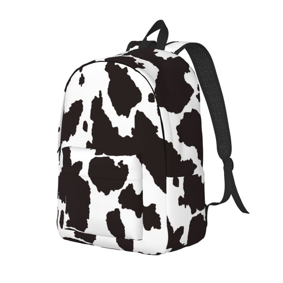 Ratiio Cow Skin 2 Print Canvas Backpack for Women & Men Retro Aesthetic Rucksack Basic Backpack for High School/College Students Travel Laptop Bag