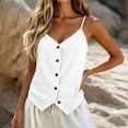 thumbnail image 4 of WRFWUL Women's Cotton Linen Button Down Sleeveless Blouses V-Neck Spaghetti Strap Tank Tops Summer Beach Vacation Clothes, 4 of 5
