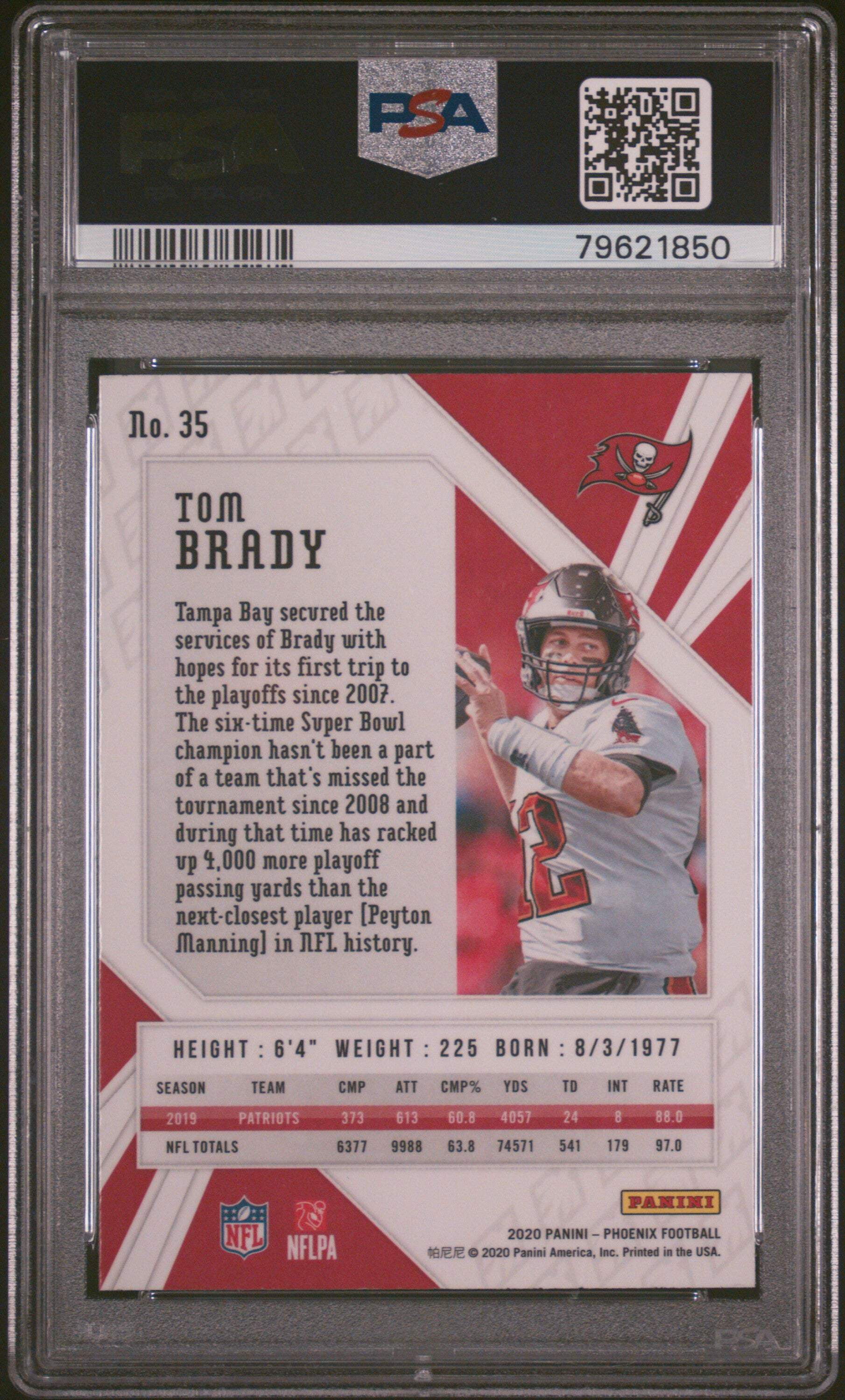 Graded 2020 Panini Phoenix Tom Brady #35 Fire Burst Football Card PSA 10 Gem Mint