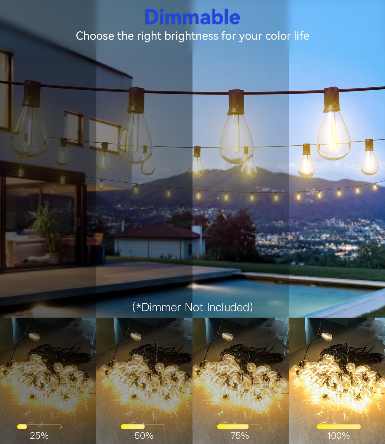 Keepsmile 120FT LED Outdoor String Lights with Edison Shatterproof Bulbs, Heavy-Duty and Weatherproof Strand, Commercial Grade Patio Lights, Decorative for Garden or Patio
