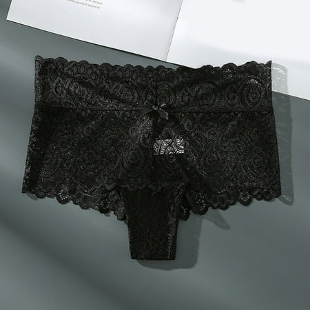 Womens Underwear Comfort Lace Sexy Triangle Breathable High-Waisted Tummy Tuck Hollowed Out Medium-High-Waisted Panties Breathable Stretch Underwear