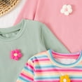 thumbnail image 3 of Faraee 3 Pack Toddler Girls Long Sleeve Shirts Baby Ribbed Layering Crew Neck Basic Tee Flower Casual Slim Fit Tops (2-3T,Light Green), 3 of 5