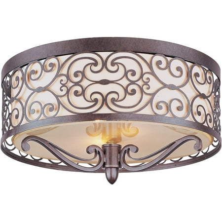 

Flush Mounts 2 Light Bulb Fixture With Umber Bronze Finish Iron Material Medium Bulbs 14 inch 120 Watts