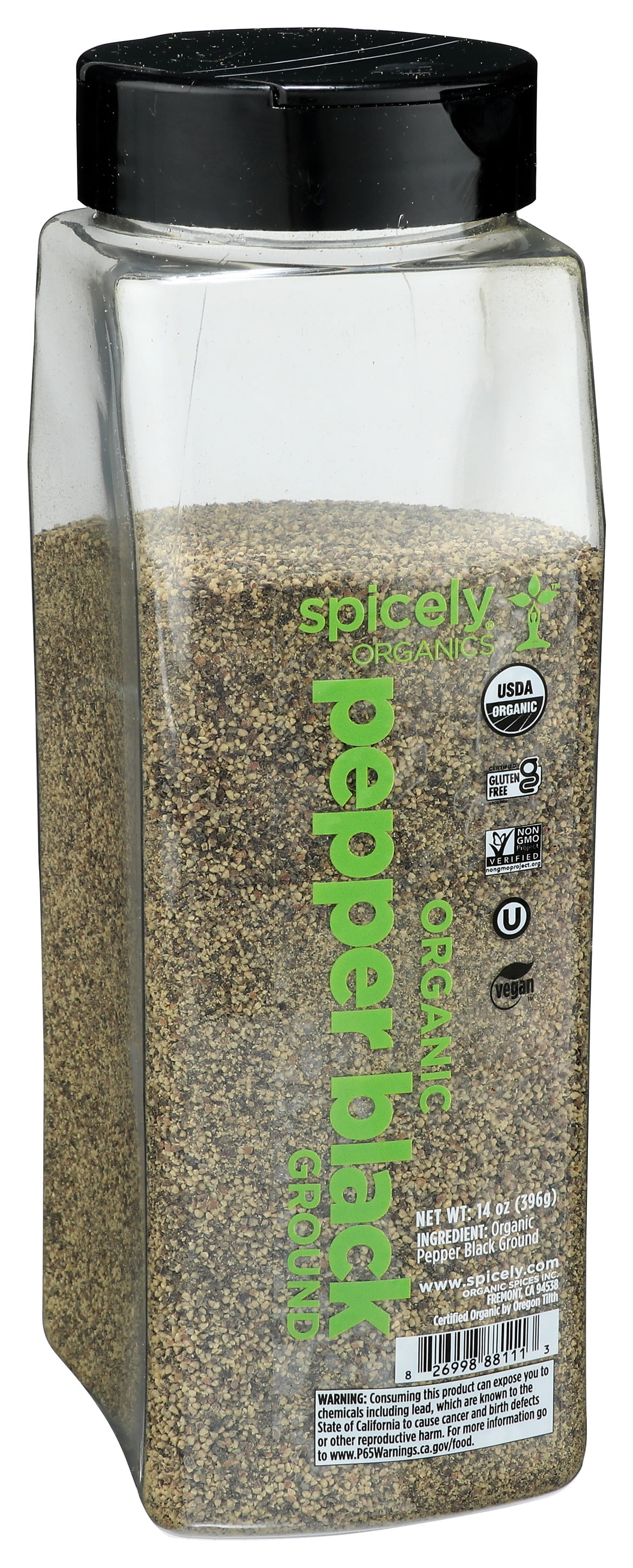 Spicely Organics Pepper Black Ground Club Size Certified Gluten Free