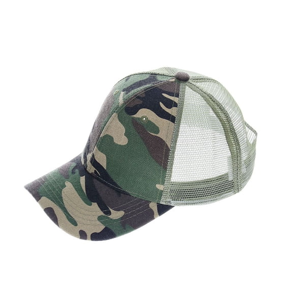 DOPI Baseball cap Unisex Outdoor Camouflage Trucker Plain Baseball Visor Cap Dad Hat Green Ajustable