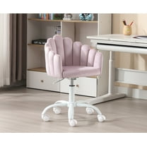 Dayalane Cute Kids Swivel Chair, Velvet Rolling Children Desk Chair, Adjustable Student Task Chair Study Chair, Vanity Chair with Finger Shaped Back for Bedroom Kids Room School, Purple