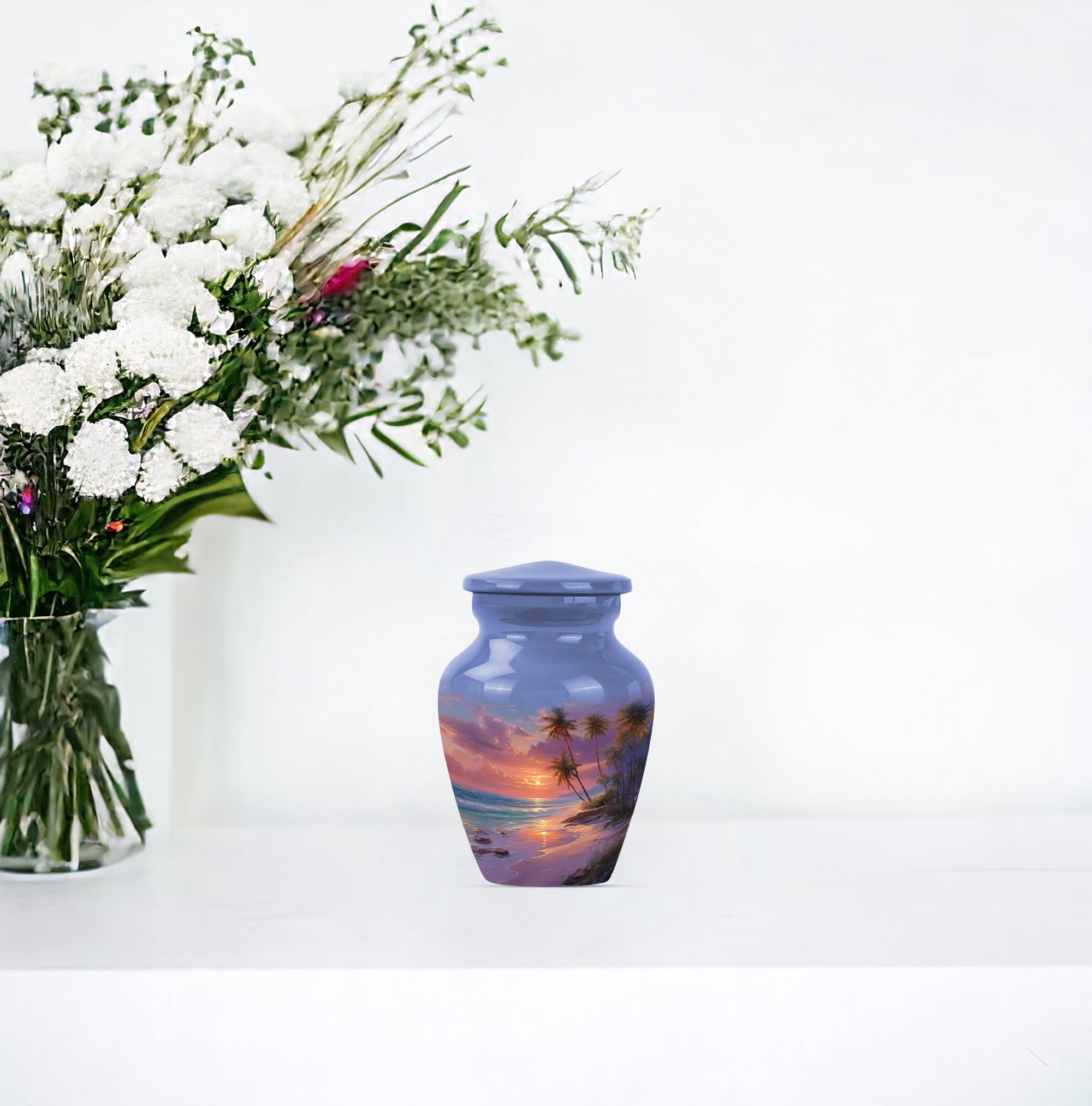 Sunset Beach Cremation Urn For Men - Adult Urns For Human Ashes Women - Small Urns For Human Ashes Keepsake - Mini Urn For Human Remains ( Size:- 3 Inch Set Of 2 )