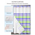 thumbnail image 2 of No Hook Cloth Fabric Shower Curtain with Snap in Liner, Colorful Plaid Waterproof Shower Curtains Set with See Through Top Window, Modern Check Rustic Art Aesthetic Bath Curtains Shower 72"x96", 2 of 6