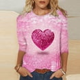 thumbnail image 2 of BLVB Valentines Day Shirts Women Heart Graphic Valentines Day T Shirts 3/4 Sleeve Casual Crewneck Tops Blouses, 2 of 4