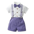 thumbnail image 2 of Baby Boy Formal Short Set Toddler Summer Gentleman Outfit Kid Short Sleeve Bowtie Shirt Suspender Shorts Suit Baby Wedding Outfit Boy Shorts, 2 of 7