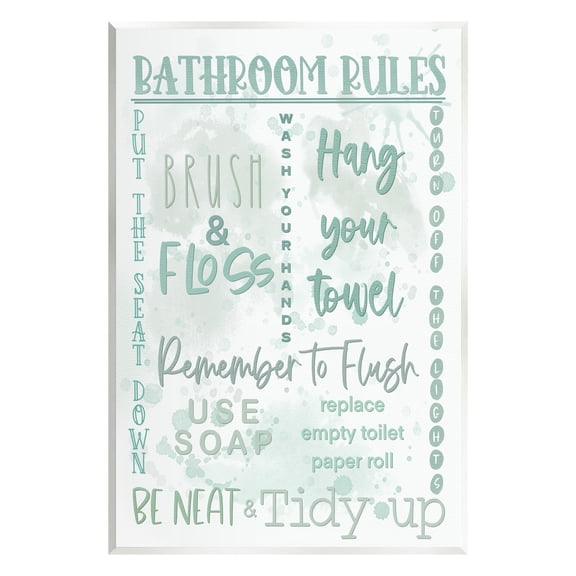 Stupell Industries Green Bathroom Rules Typography Painting Unframed Art Print Wall Art, 10 x 15