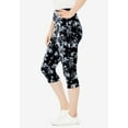 thumbnail image 3 of Woman Within Plus Size Stretch-Cotton Knit Pull-On Printed Capri Leggings, 3 of 4