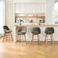thumbnail image 6 of Zesthouse 26.8" Swivel Bar Stools Set of 2, Linen Upholstered Counter Height Stools with Open Back and Brushed Wooden Legs, Mid Century Barstools Kitchen Bar Chairs for 36"-39" Countertop, Green, 6 of 10